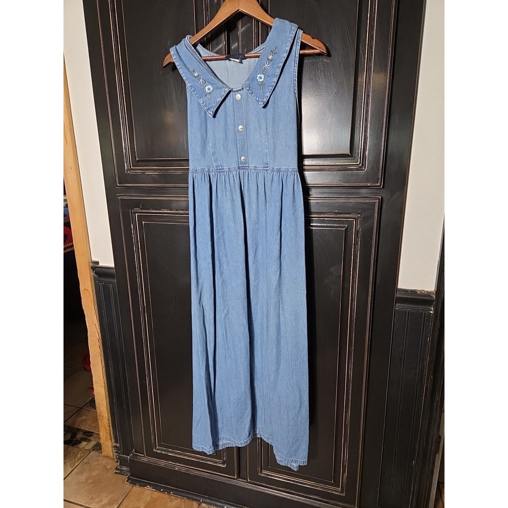 Vintage Faded Glory Denim Sleeveless Dress, Small, Cottage Core,  Garden Party,
